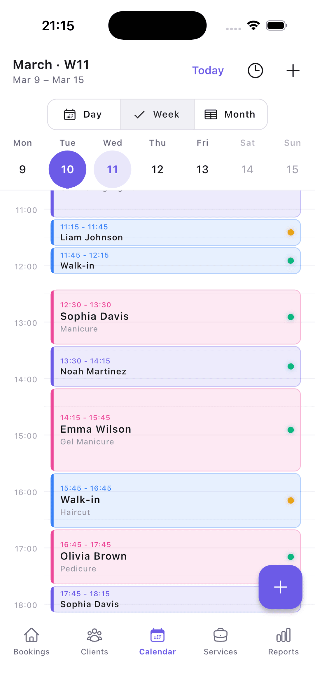 eilé beauty salon calendar and scheduling